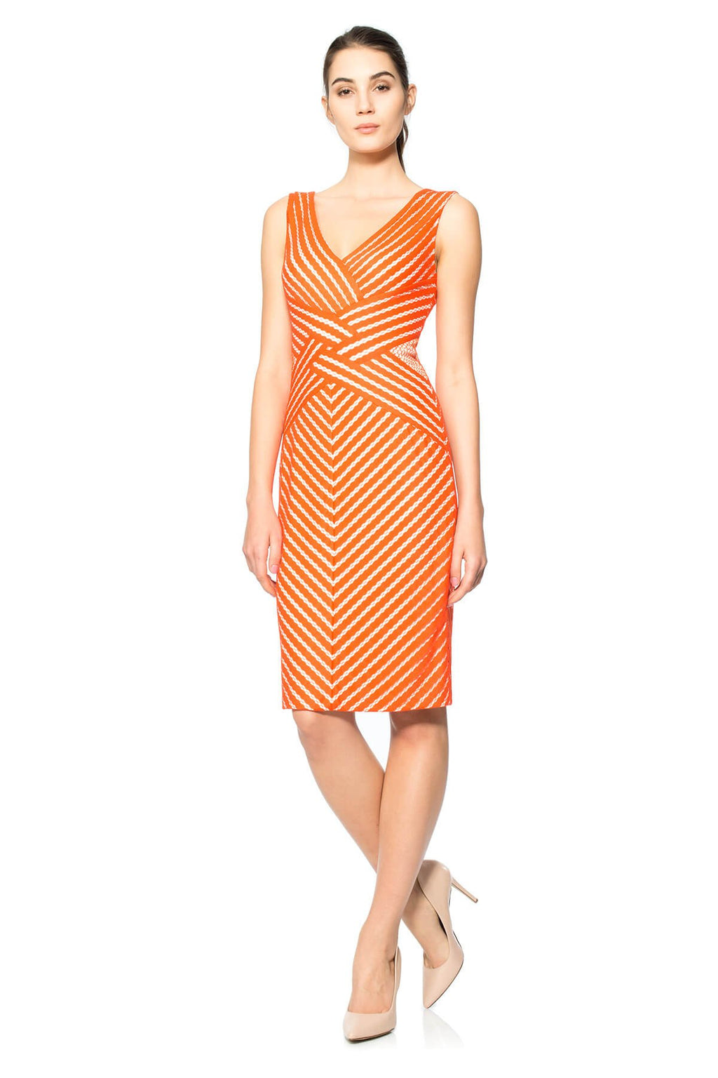 Stripe Knit V-Neck Dress