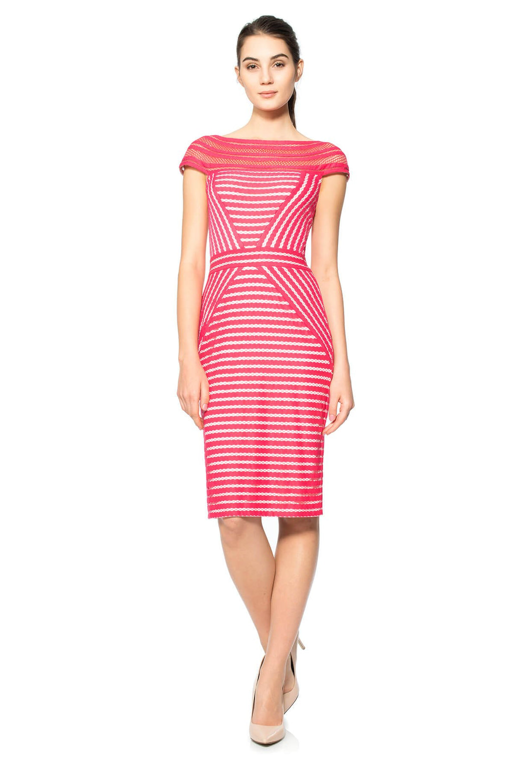 Stripe Knit Cap Sleeve Dress