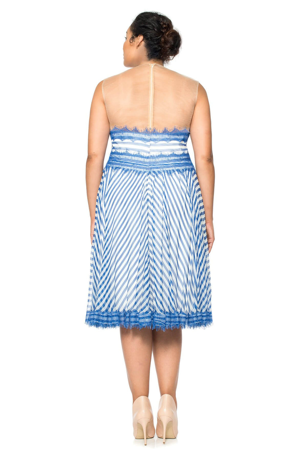 Chevron Blue Chiffon Dress - PLUS SIZE