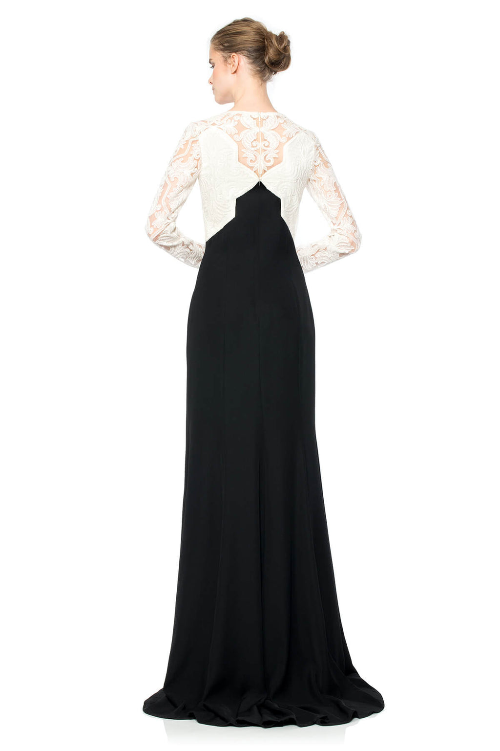 Tadashi Shoji - Cotton Embroidered Tulle Colorblocked Gown