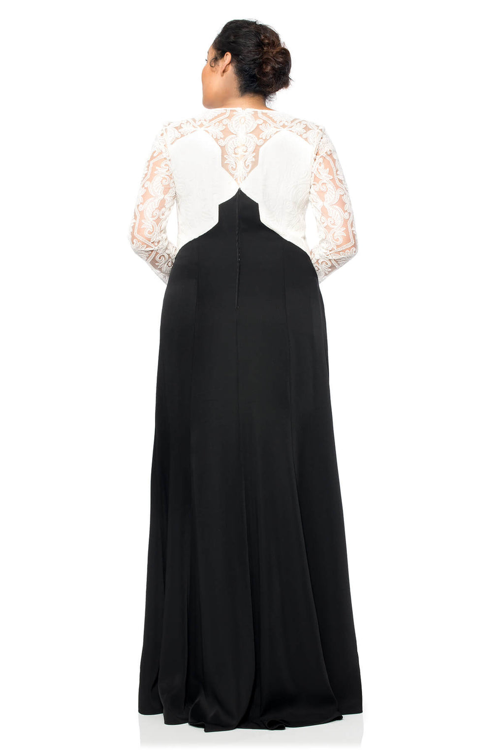 Tadashi Shoji Plus Size - Cotton Embroidered Tulle Colorblocked Gown