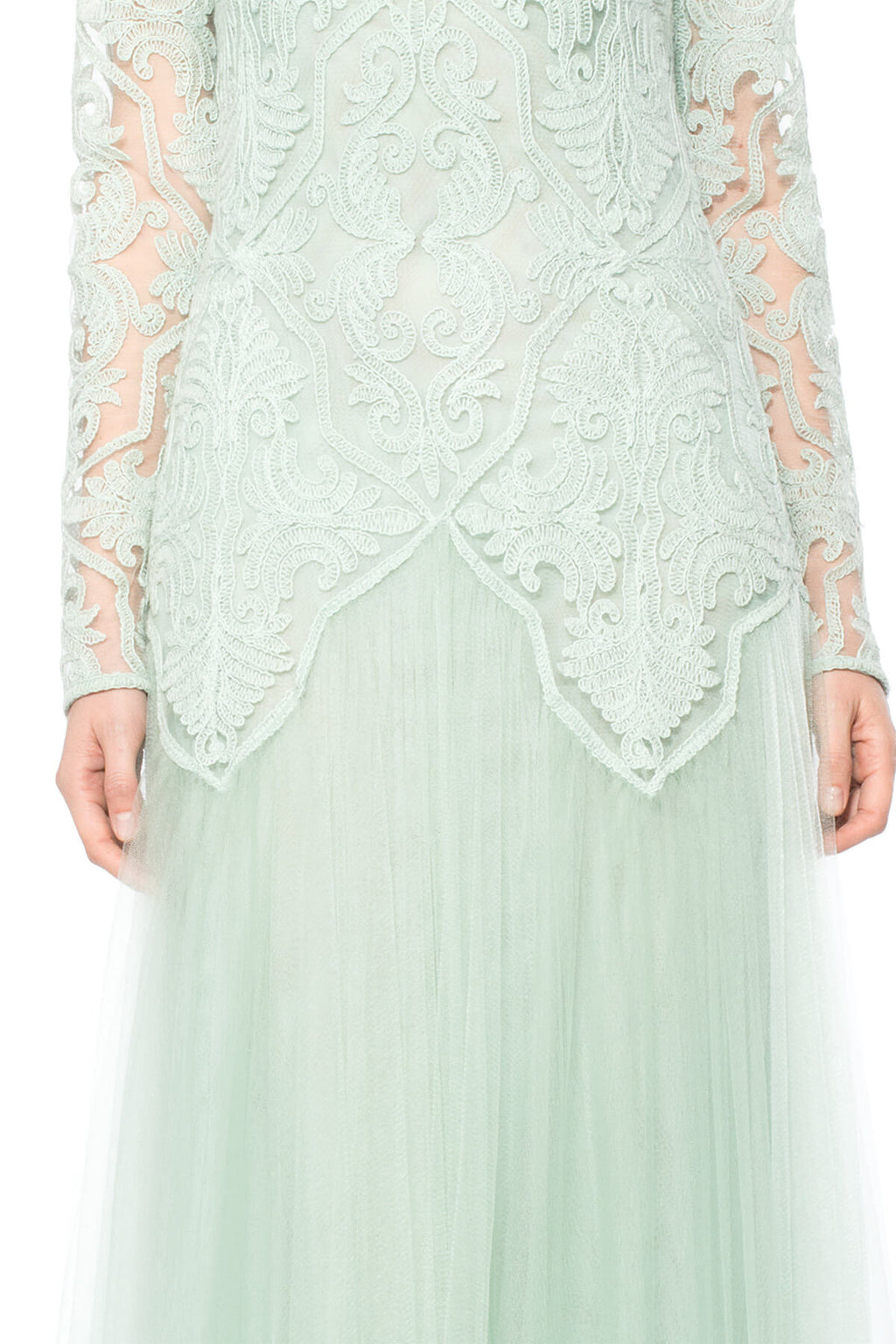 Sheer Illusion Long Sleeve Gown