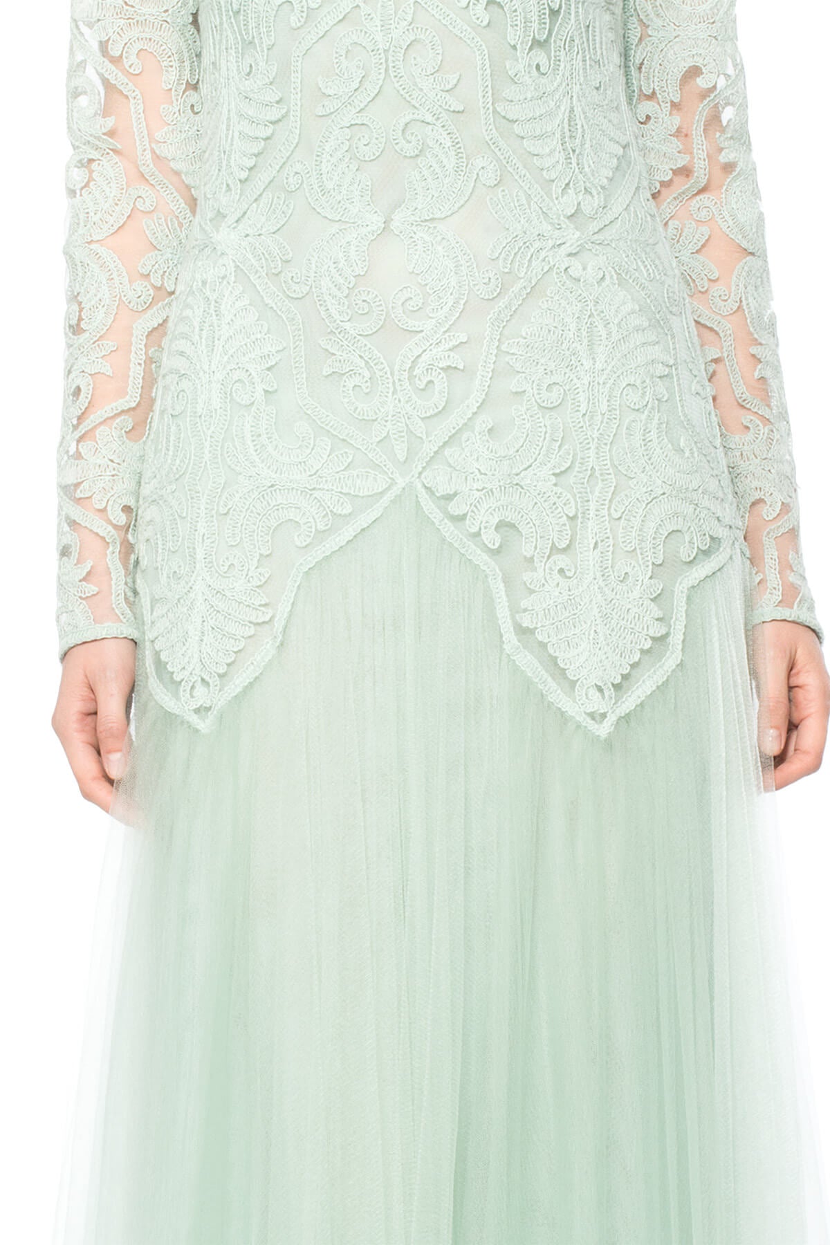 Sheer Illusion Long Sleeve Gown