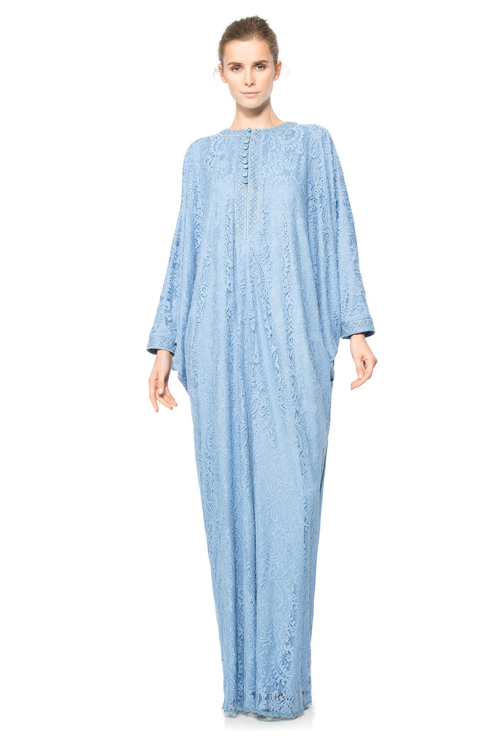 Corded Lace Draped Dolman Caftan