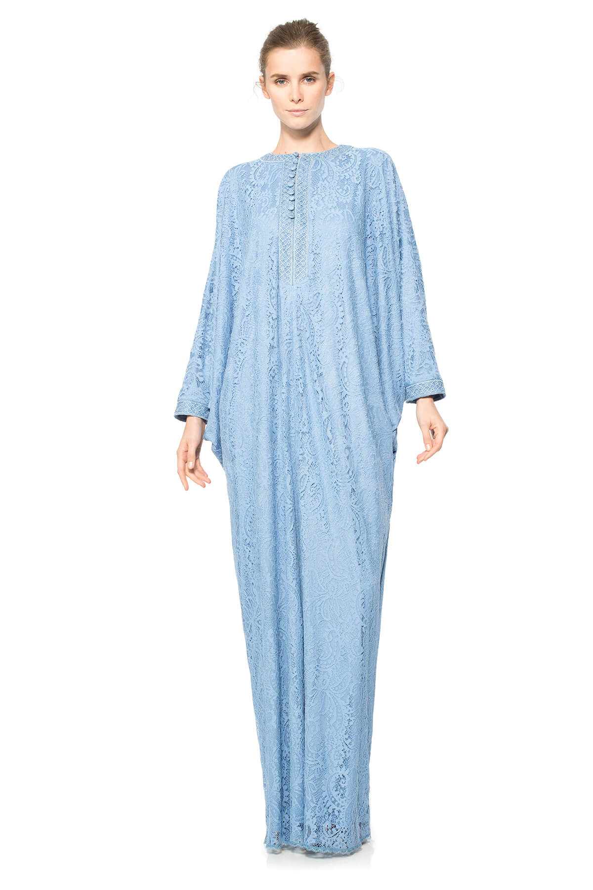Corded Lace Draped Dolman Caftan