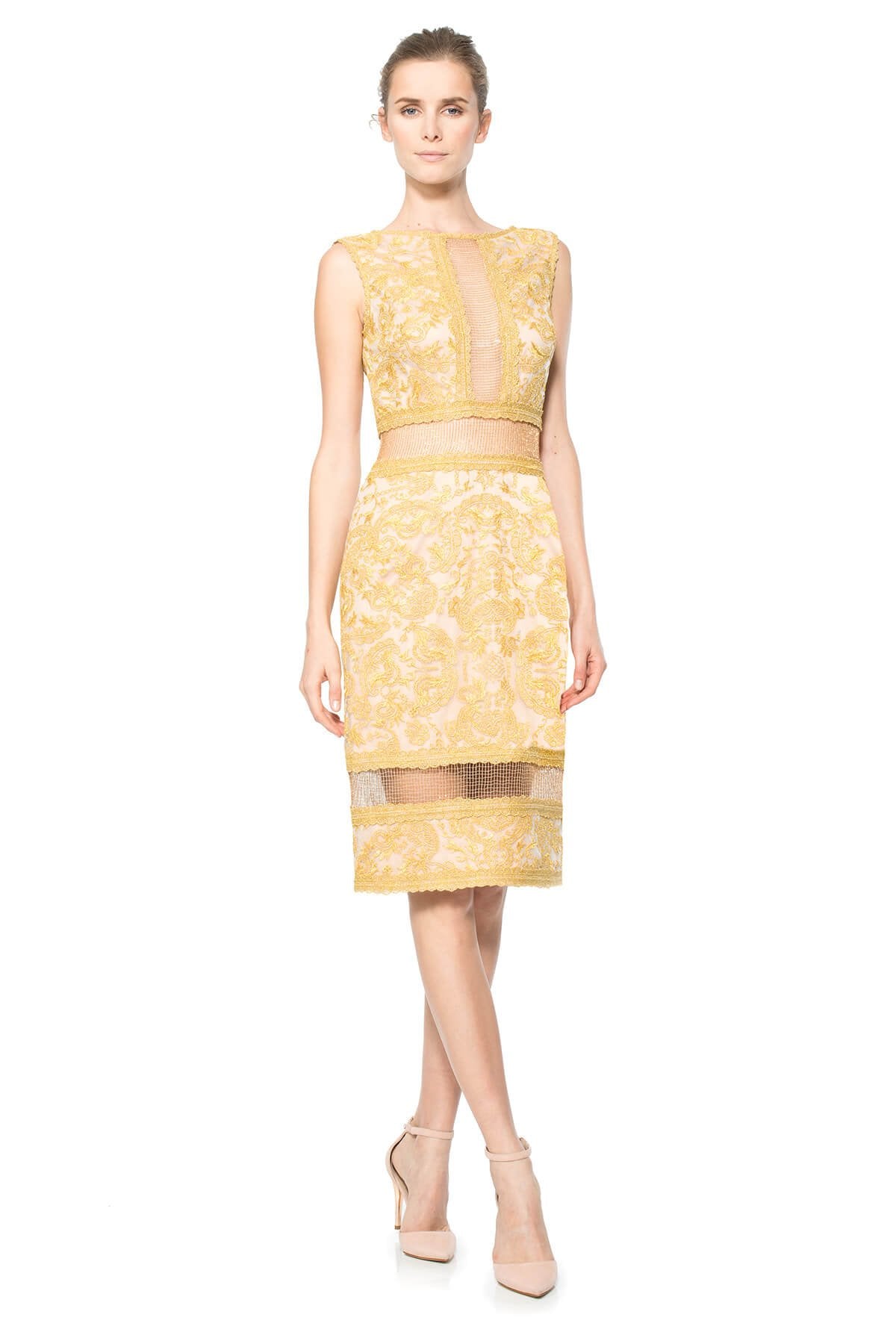 Gold Chain Mesh Sheath Dress