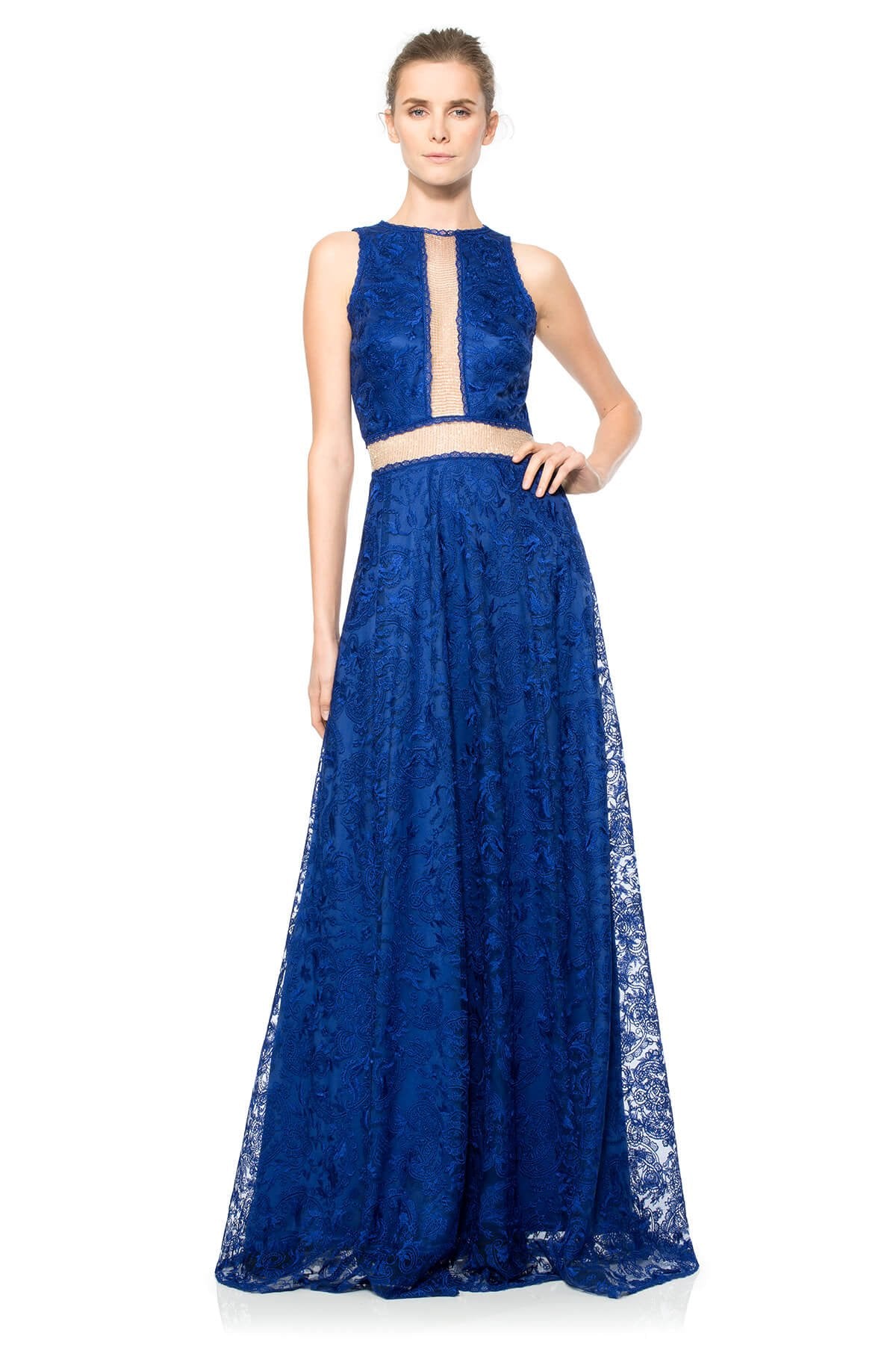 Deep Lagoon Chain Mesh Gown