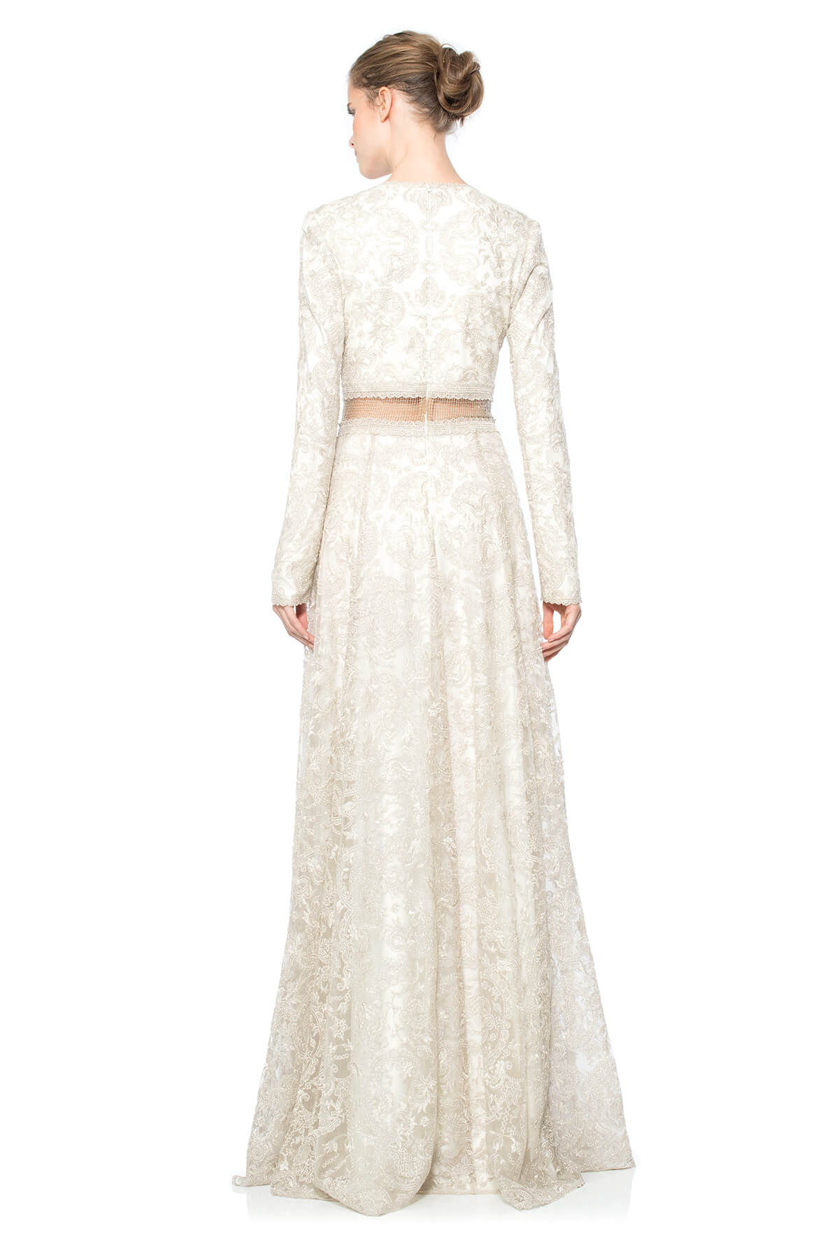 Silver Chain Mesh Long Sleeve Gown