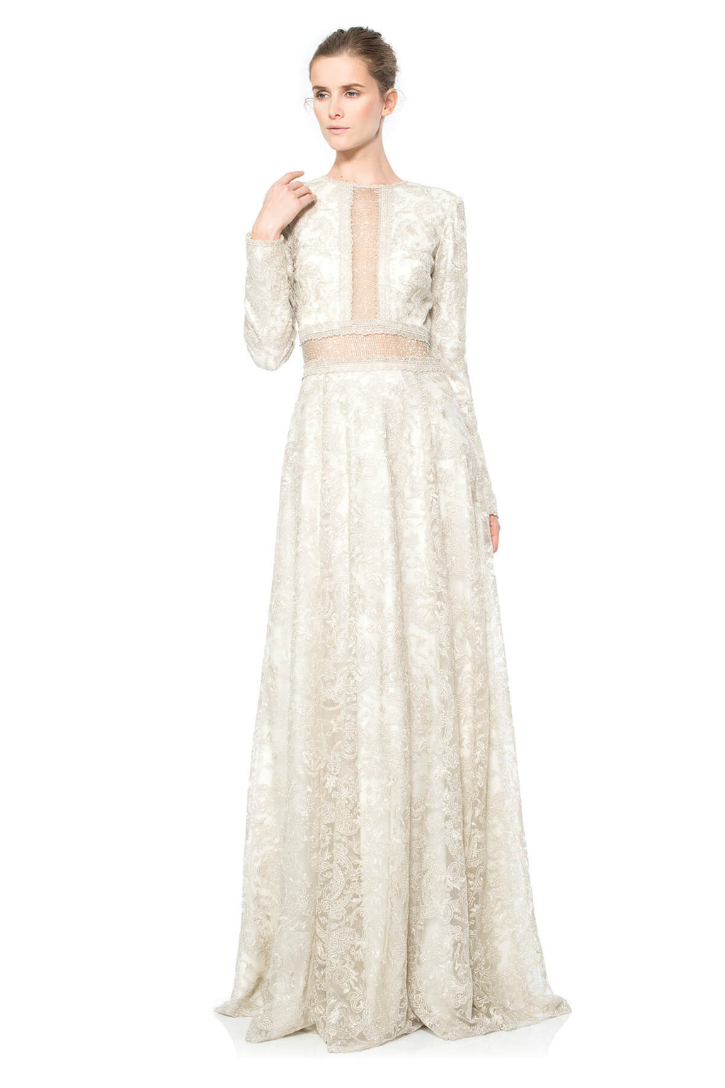 Silver Chain Mesh Long Sleeve Gown
