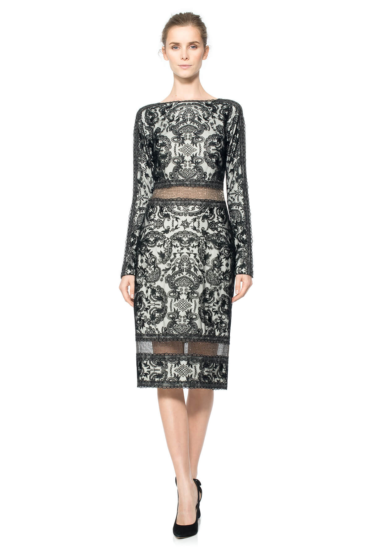 Chain Mesh Long Sleeve Dress