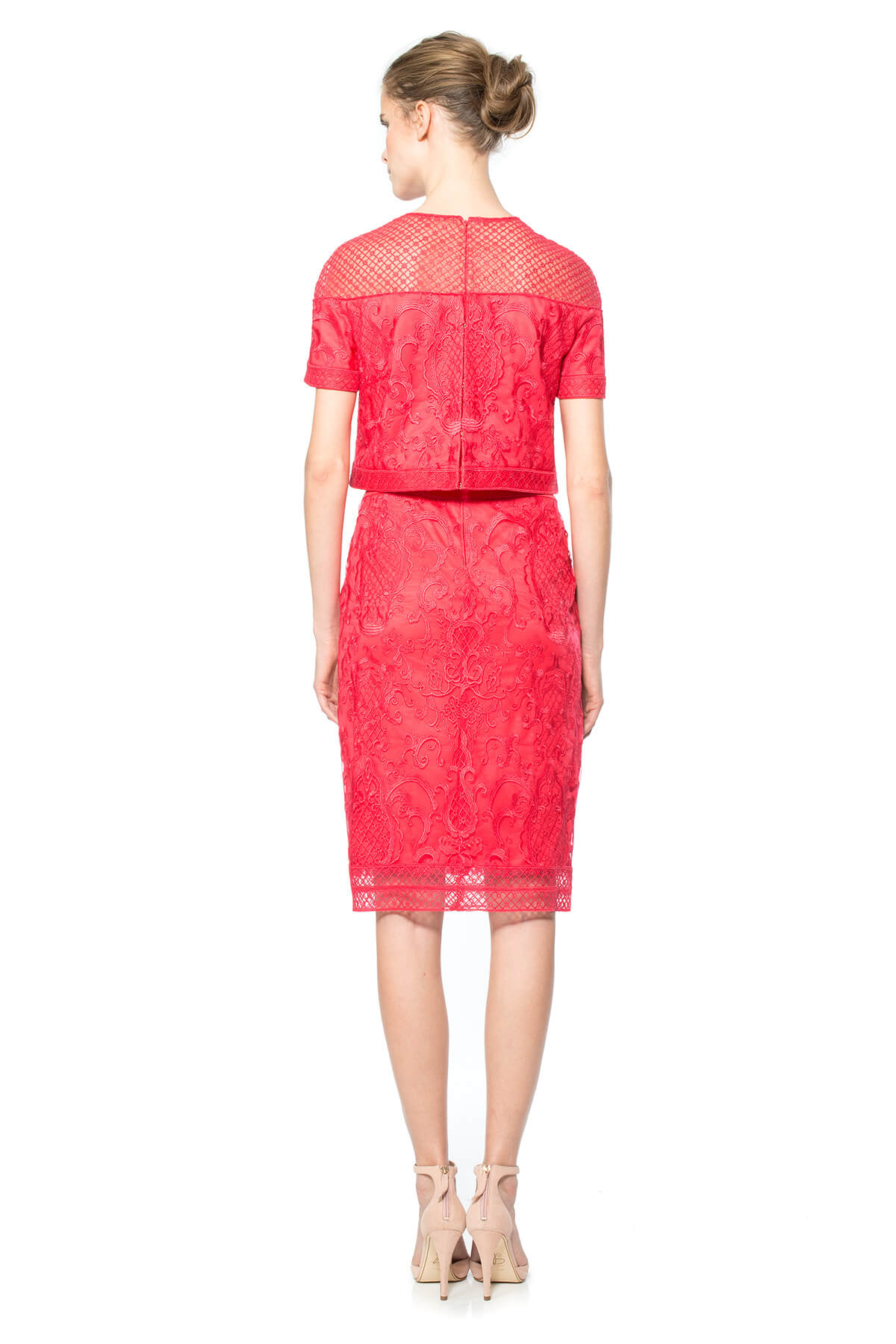 Embroidered Tulle Crop Top Dress