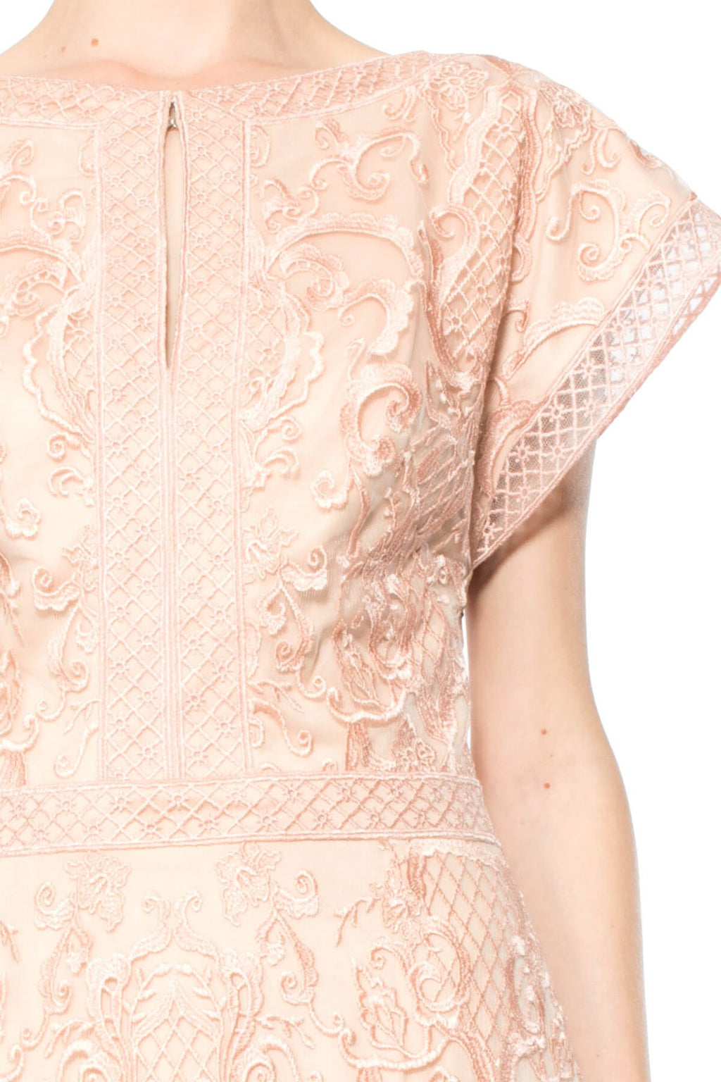 Embroidered Tulle Kimono Sleeve Gown