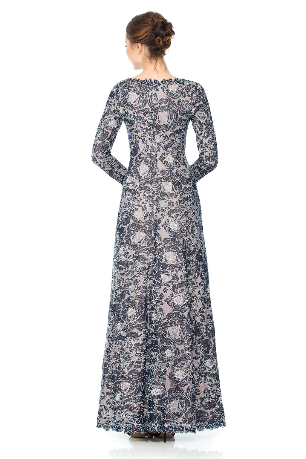 Rose Motif Long Sleeve Gown