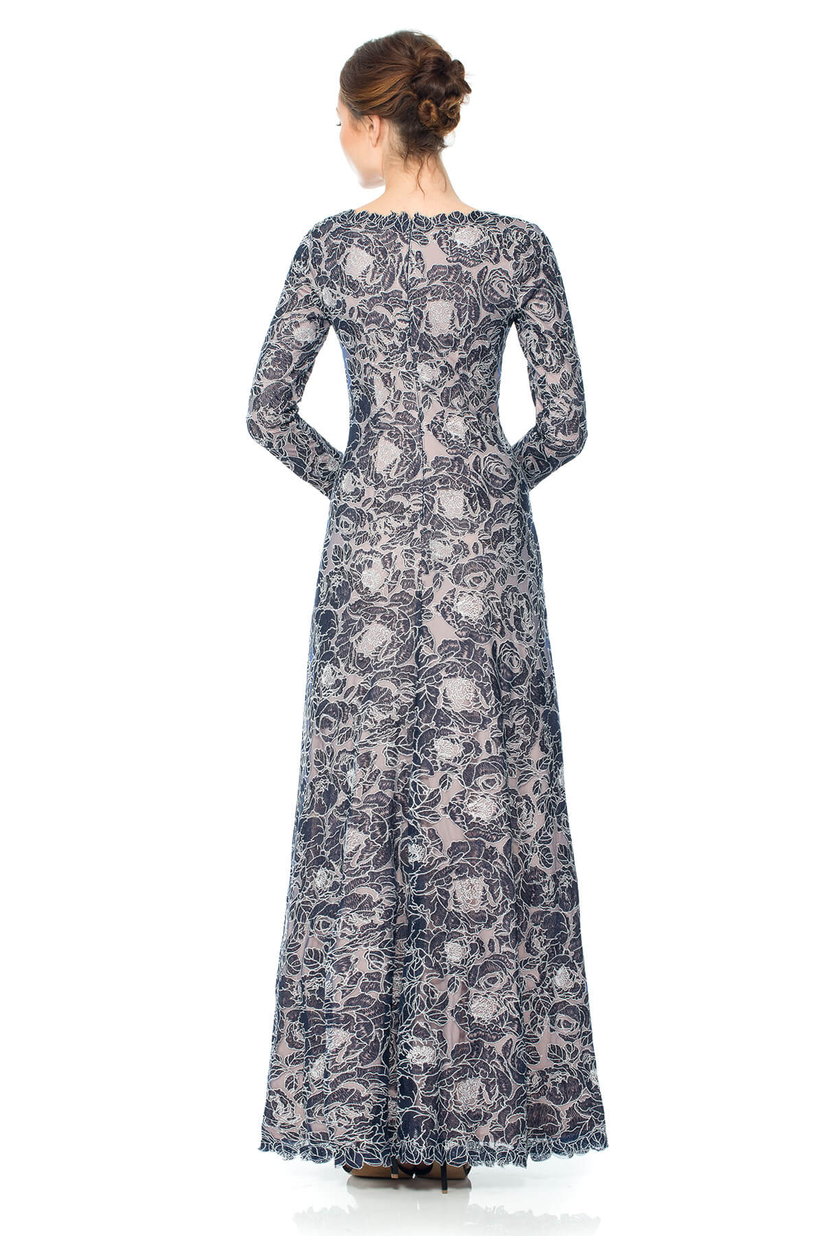 Rose Motif Long Sleeve Gown