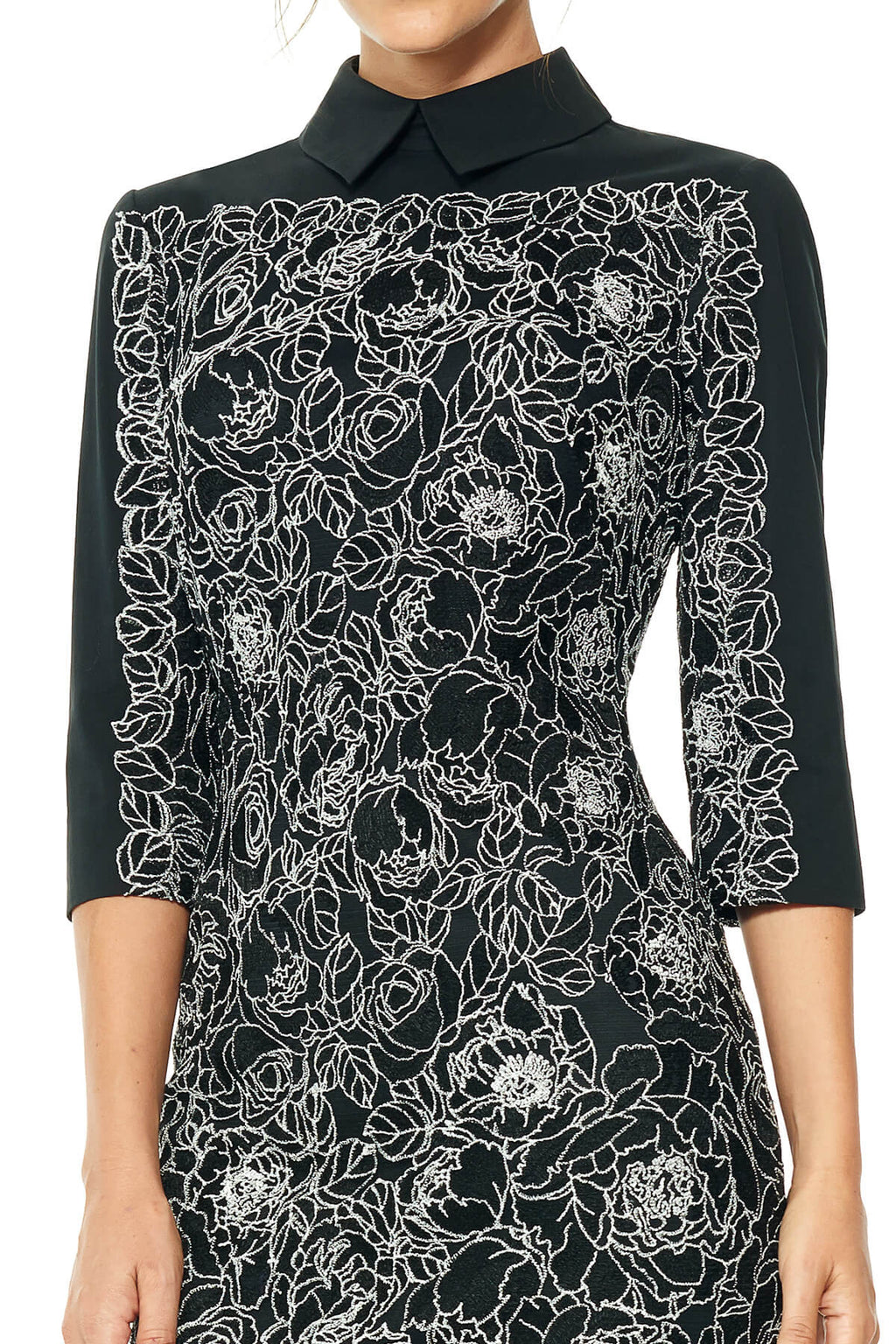 Tadashi Shoji - Rose Motif Collard Shirt Dress - Detail