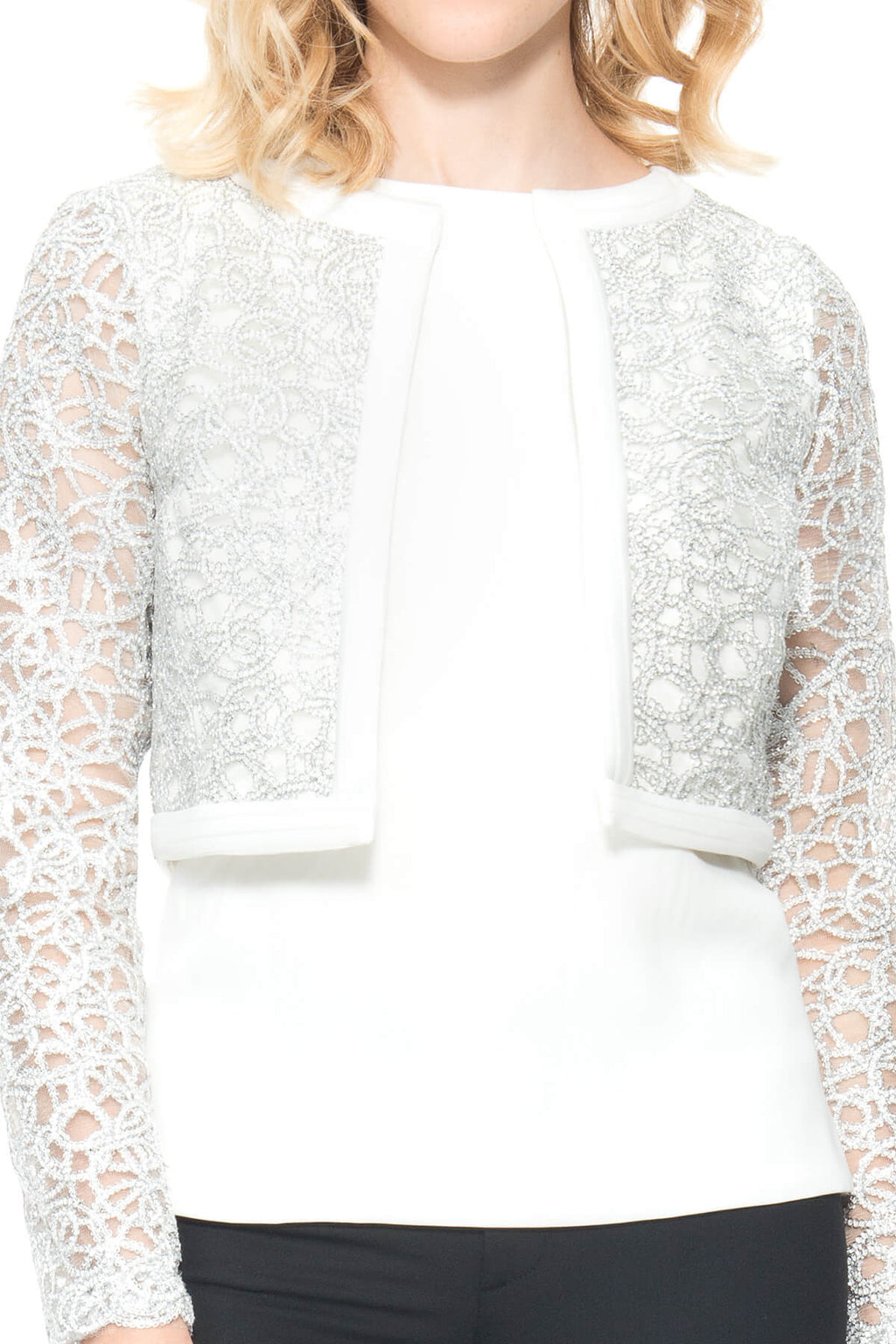 Tadashi Shoji - Coiled Embroidery on Tulle Jacket - Detail