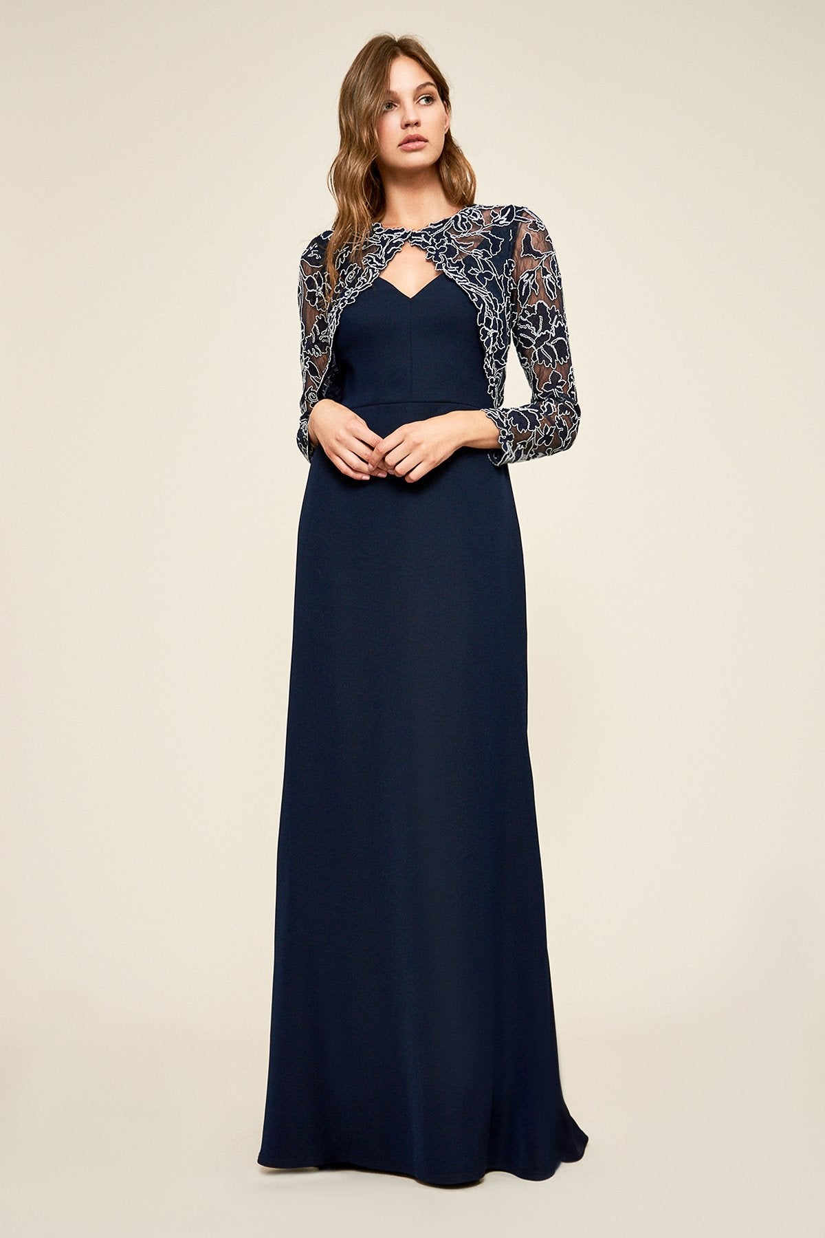 Tadashi Shoji - Darya Embroidered Crepe Gown
