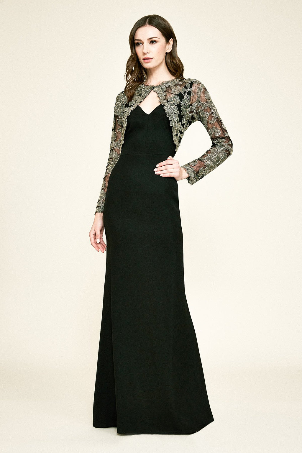 Darya Embroidered Crepe Gown