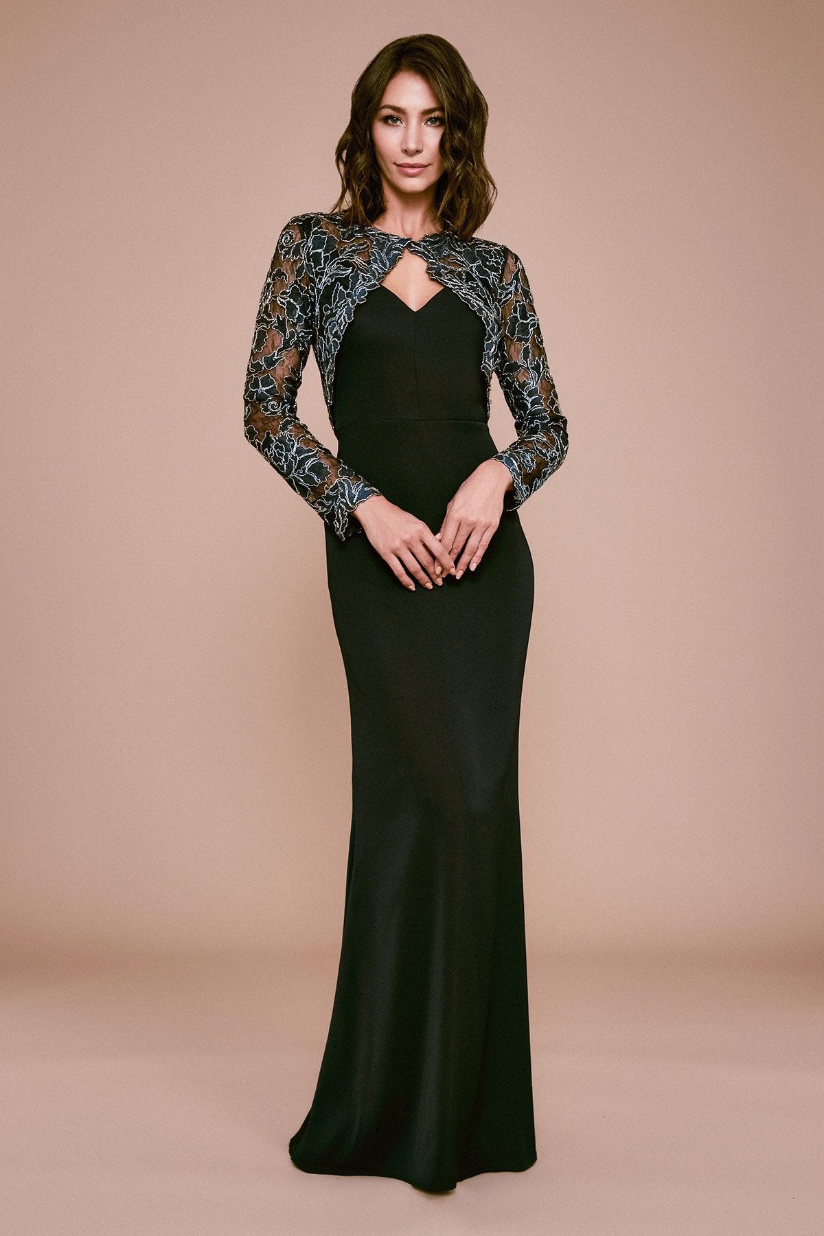 Darya Embroidered Crepe Gown