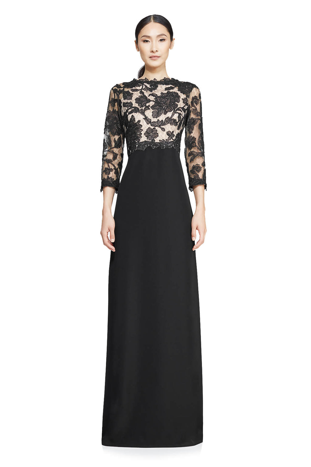 Tadashi Shoji - Peony Embroidered Stretch Crepe Gown