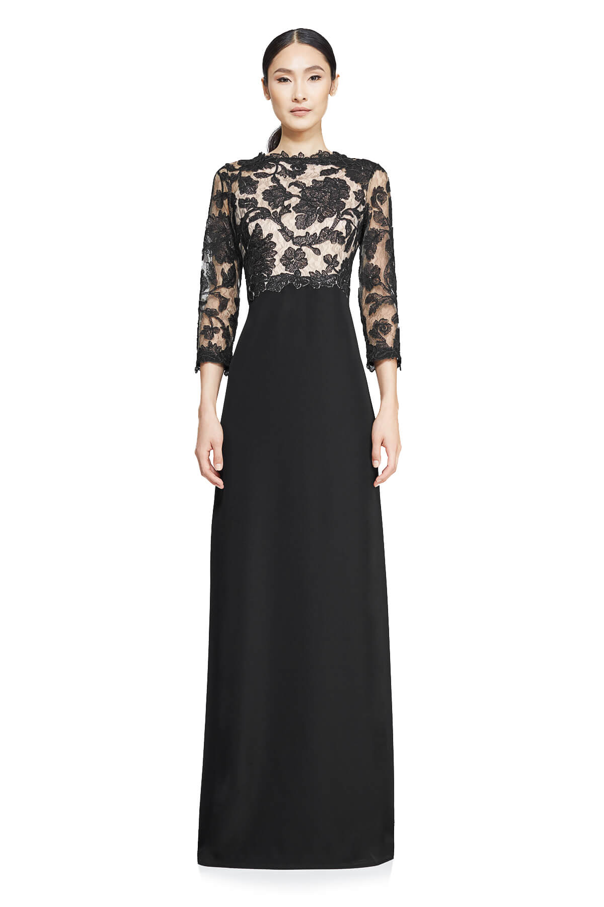 Tadashi Shoji - Peony Embroidered Stretch Crepe Gown
