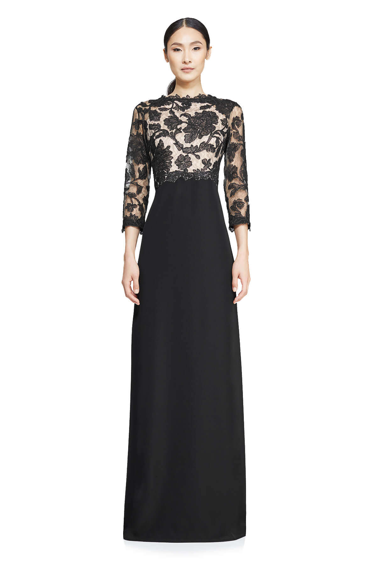 Tadashi Shoji Petite - Peony Embroidered Stretch Crepe Gown