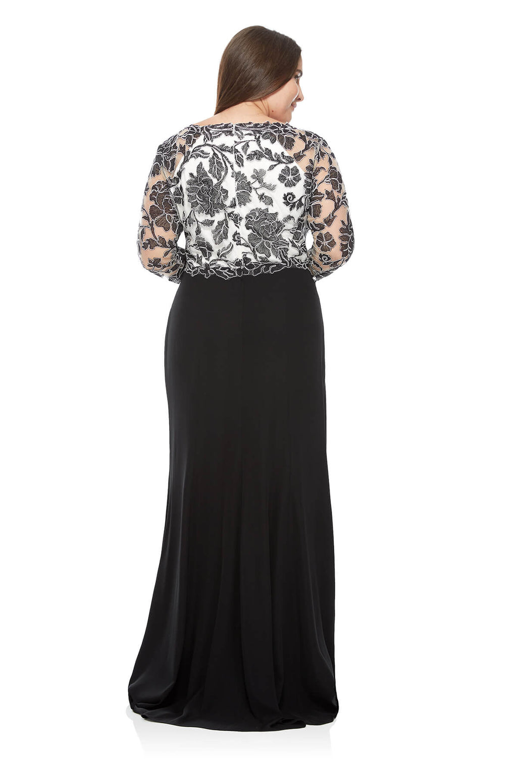 Tadashi Shoji Plus Size - Peony Embroidered Stretch Crepe Gown