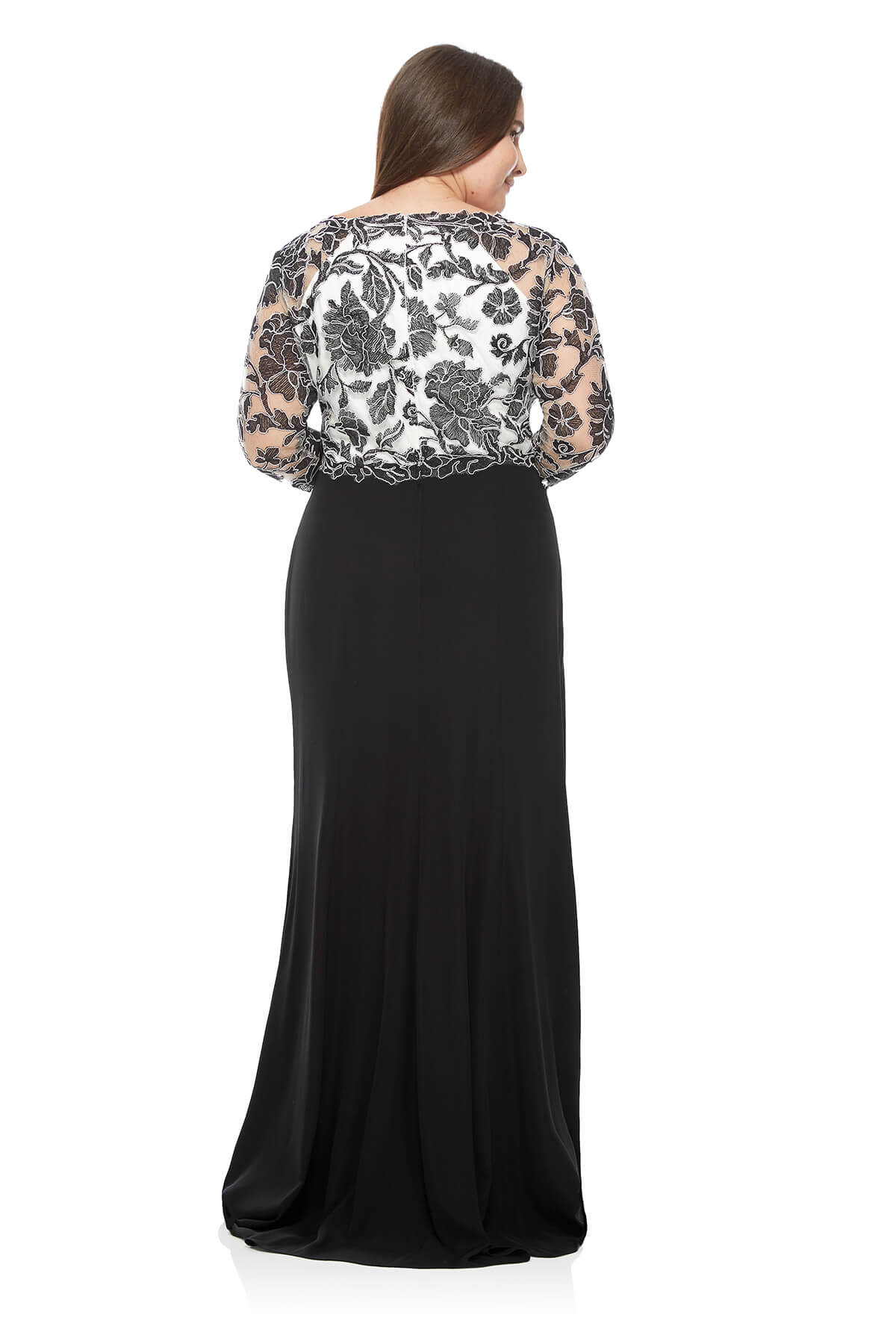 Tadashi Shoji Plus Size - Peony Embroidered Stretch Crepe Gown