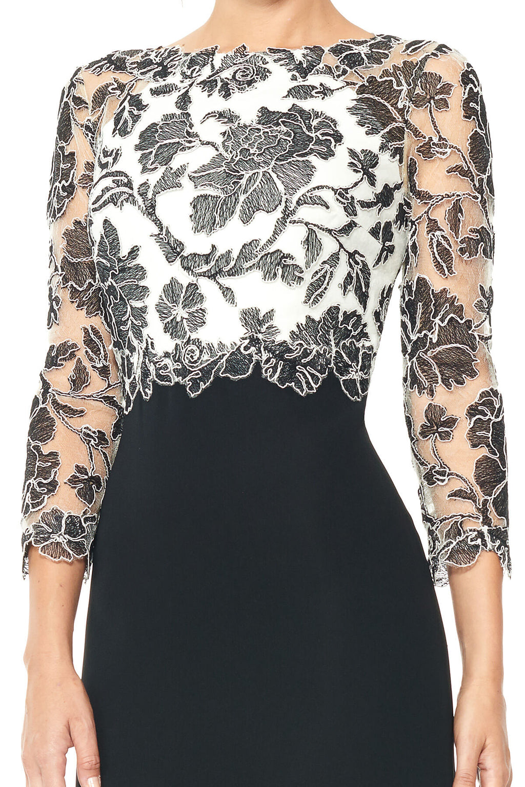 Tadashi Shoji - Peony Embroidered Stretch Crepe Gown - Detail