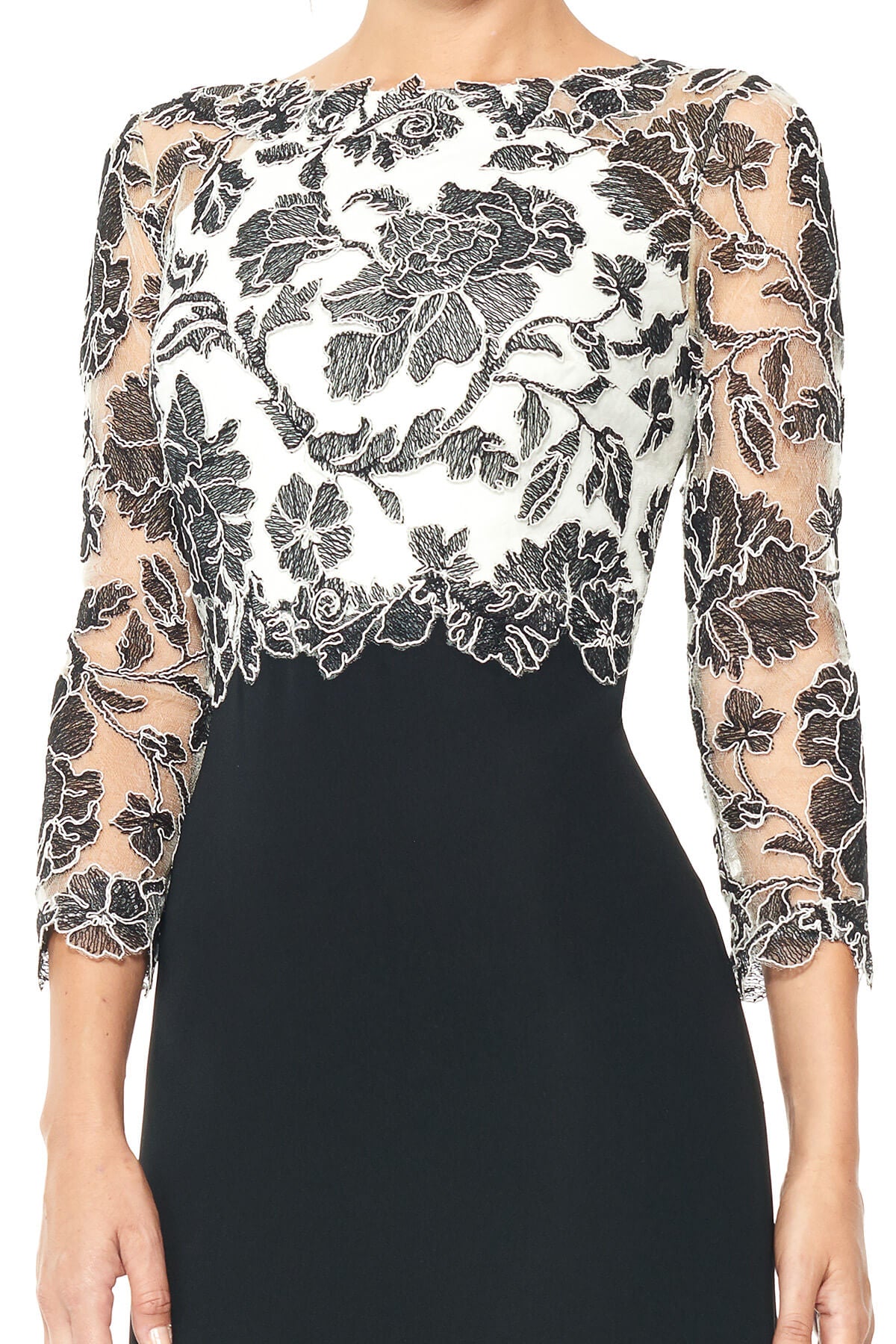 Tadashi Shoji - Peony Embroidered Stretch Crepe Gown - Detail