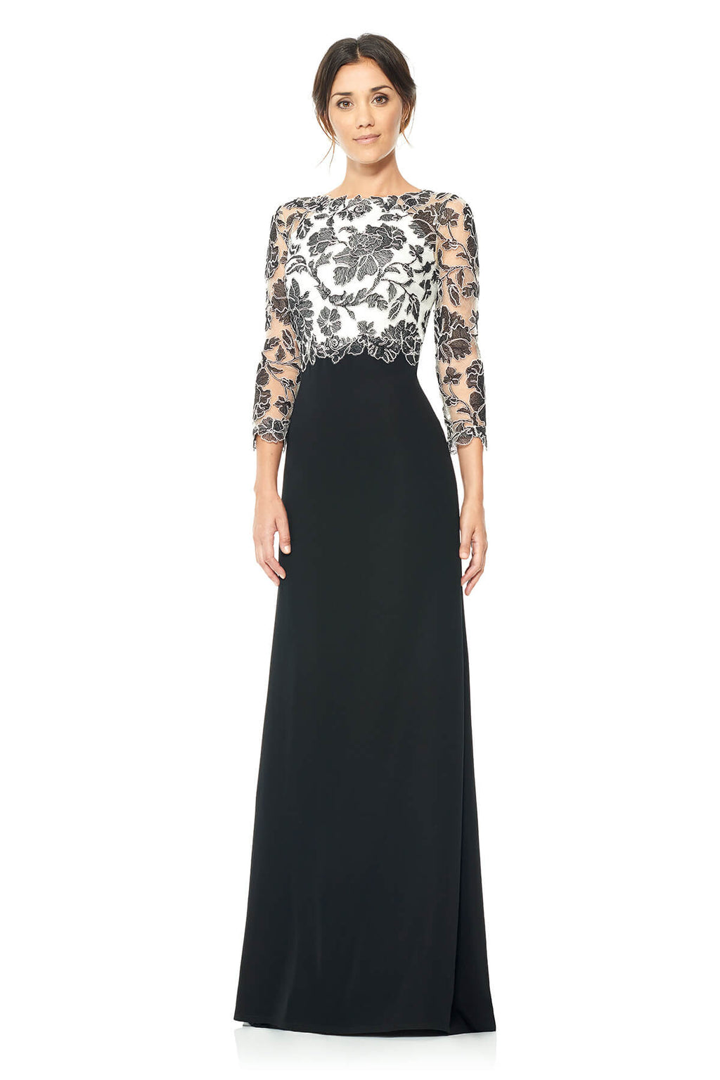 Tadashi Shoji - Peony Embroidered Stretch Crepe Gown
