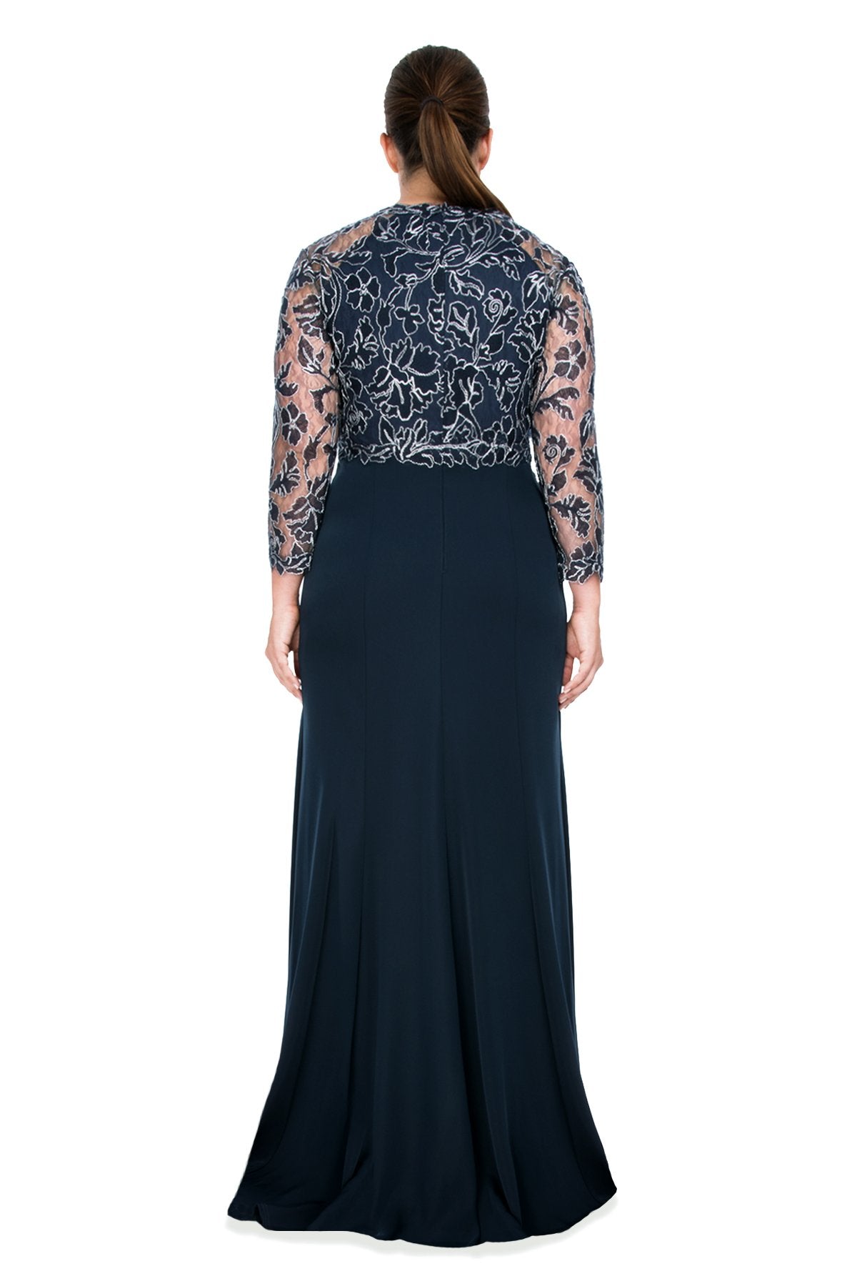 Tadashi Shoji Plus Size - Peony Embroidered Stretch Crepe Gown