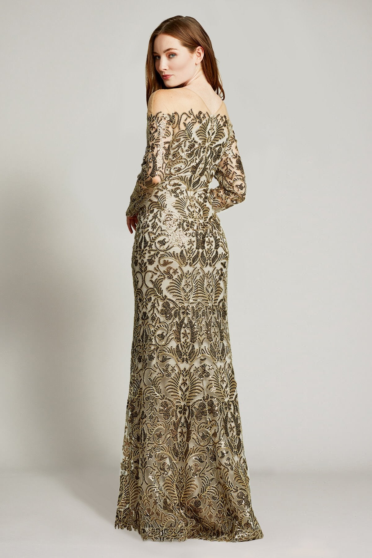Raaz Metallic Off-Shoulder Gown