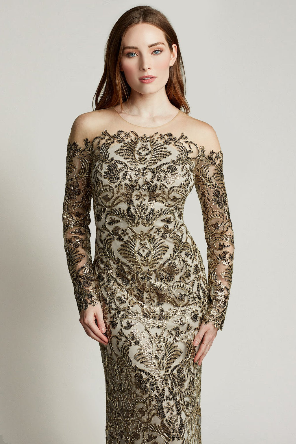 Raaz Metallic Off-Shoulder Gown
