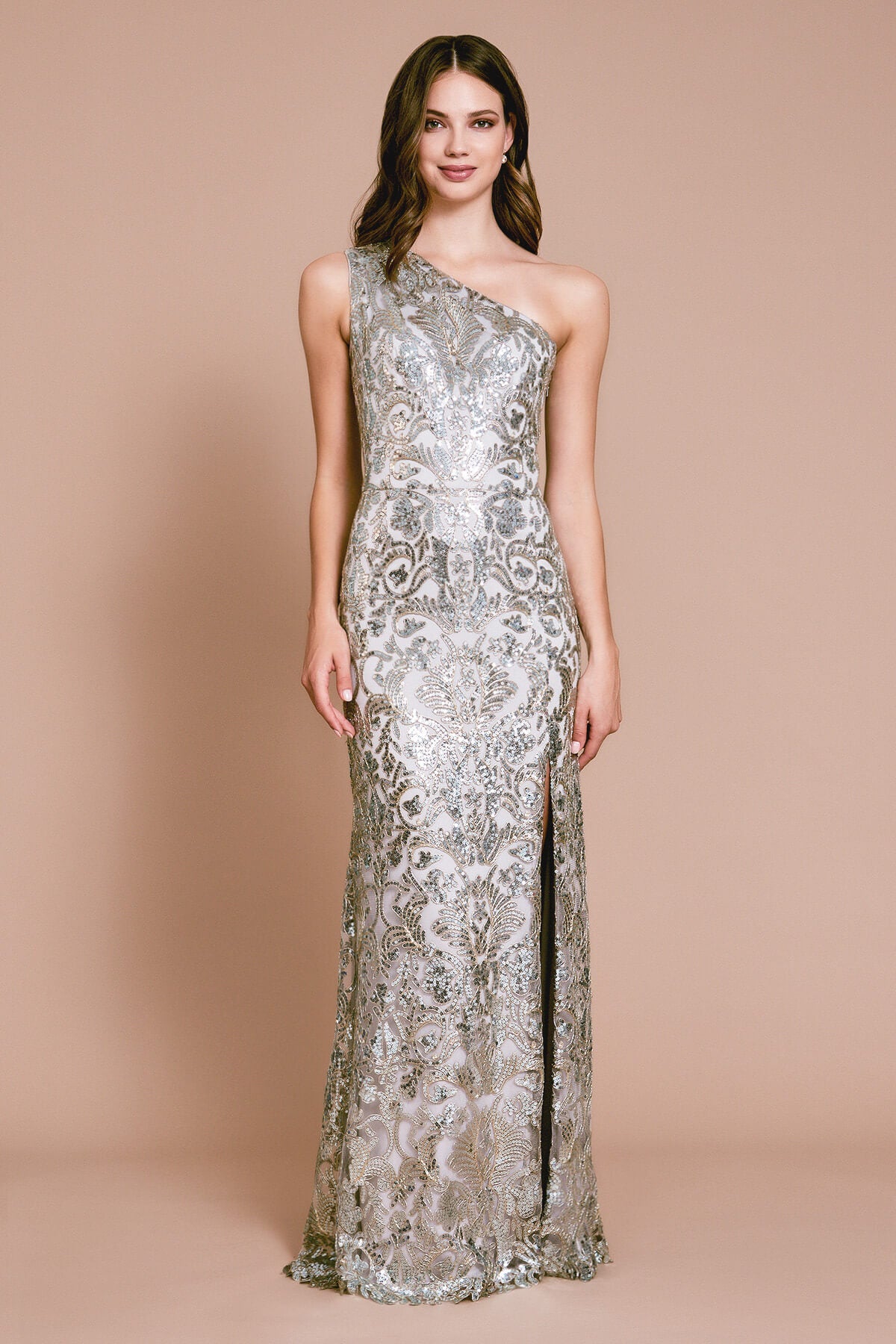 Askins Crystal Slit Gown