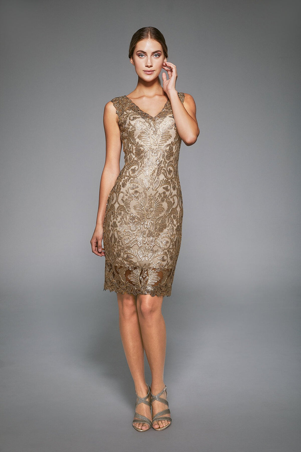 Tadashi Shoji - Mir Metallic Corded Embroidered Dress