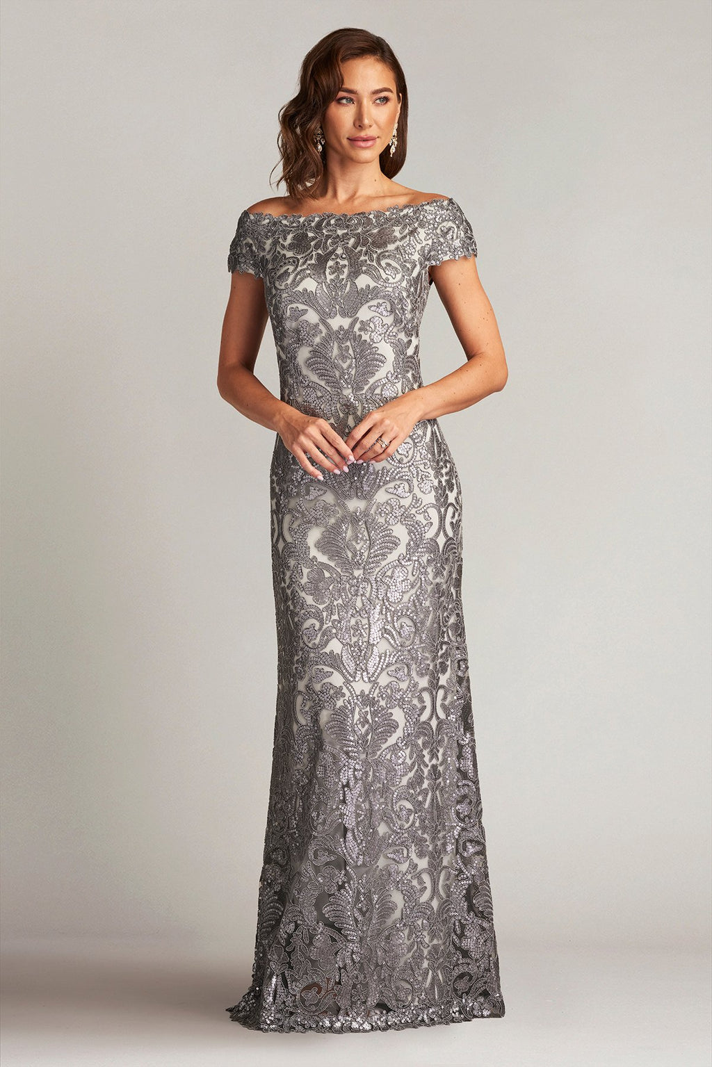 Walsh Sequin Embroidered Tulle Gown