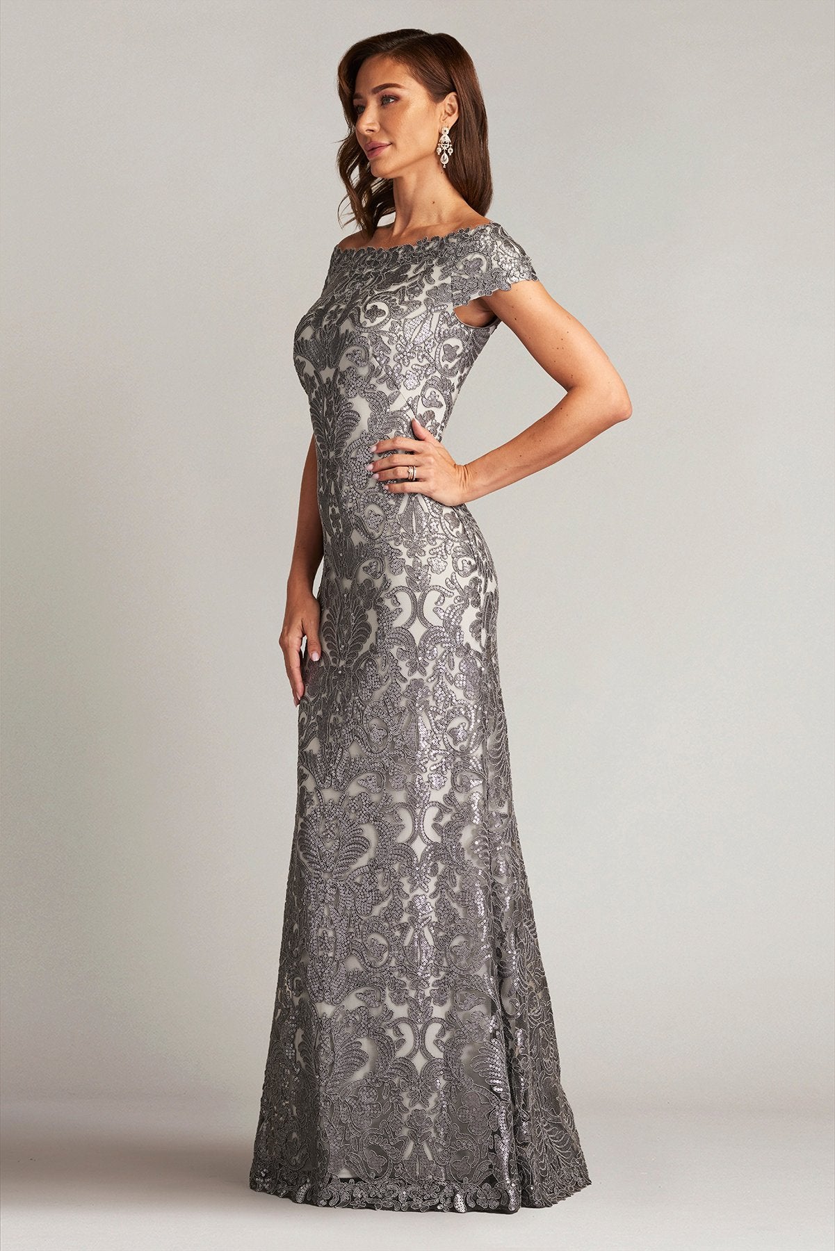 Walsh Sequin Embroidered Tulle Gown