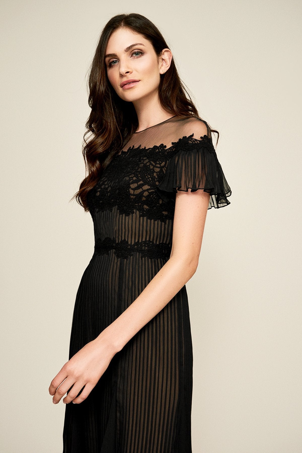 Tadashi Shoji - Aditya Pleaded Chiffon Midi Dress