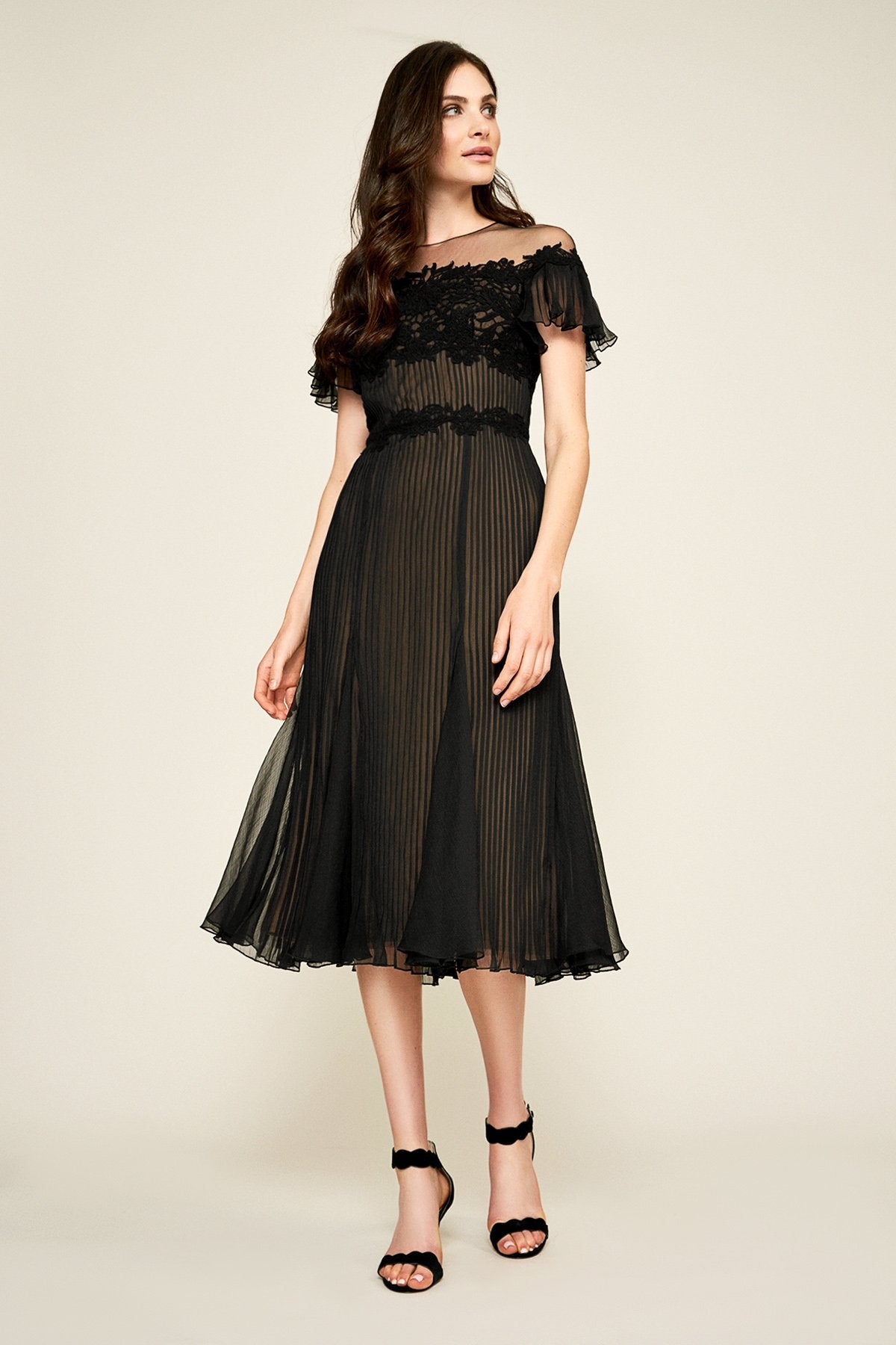 Tadashi Shoji - Aditya Pleaded Chiffon Midi Dress