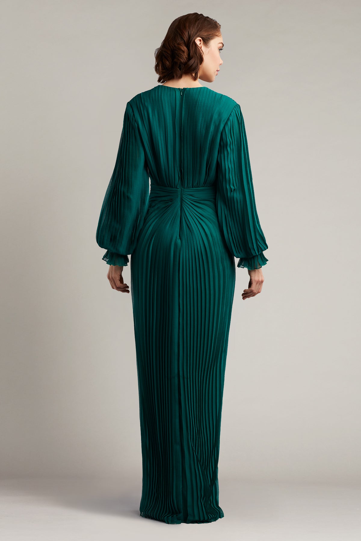 Gordon Pleated Crinkle Chiffon Gown
