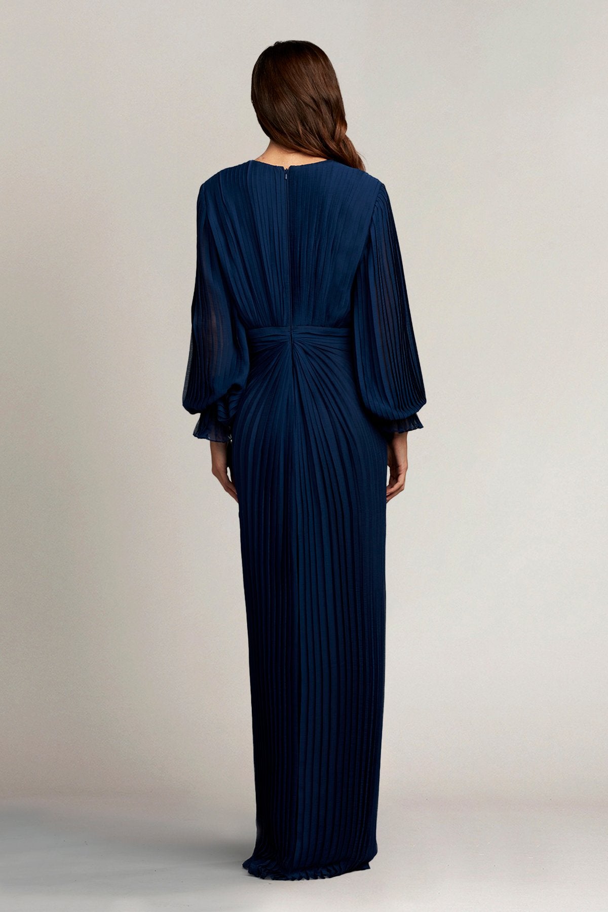 Gordon Pleated Crinkle Chiffon Gown