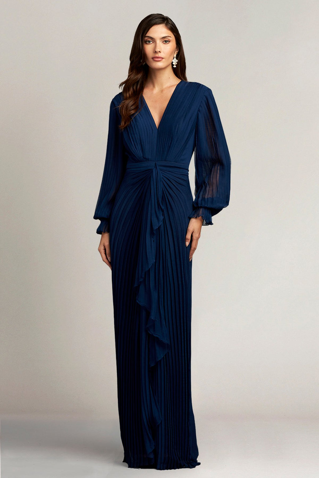 Gordon Pleated Crinkle Chiffon Gown