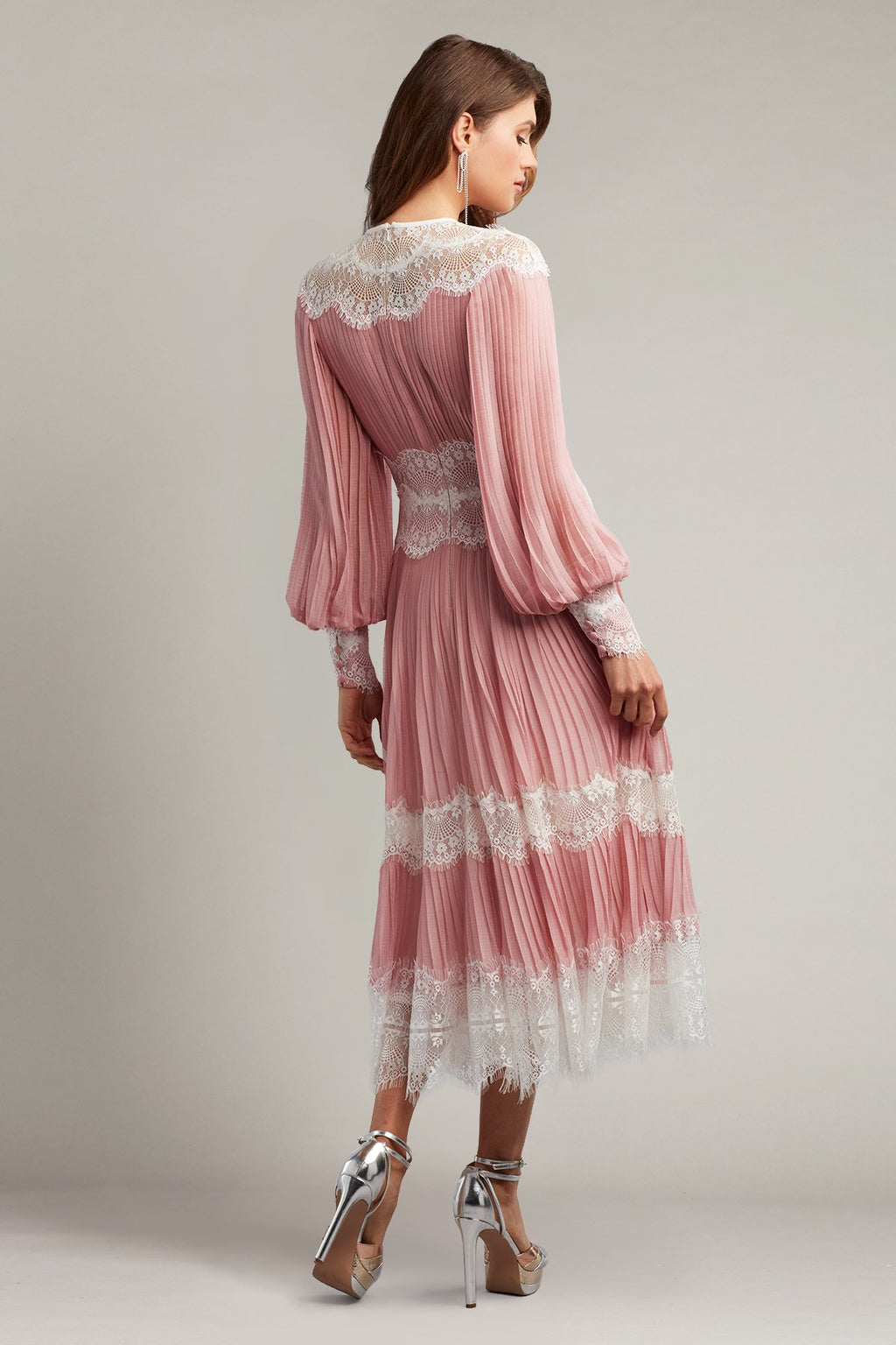 Lowell Pleated Chiffon Midi Dress