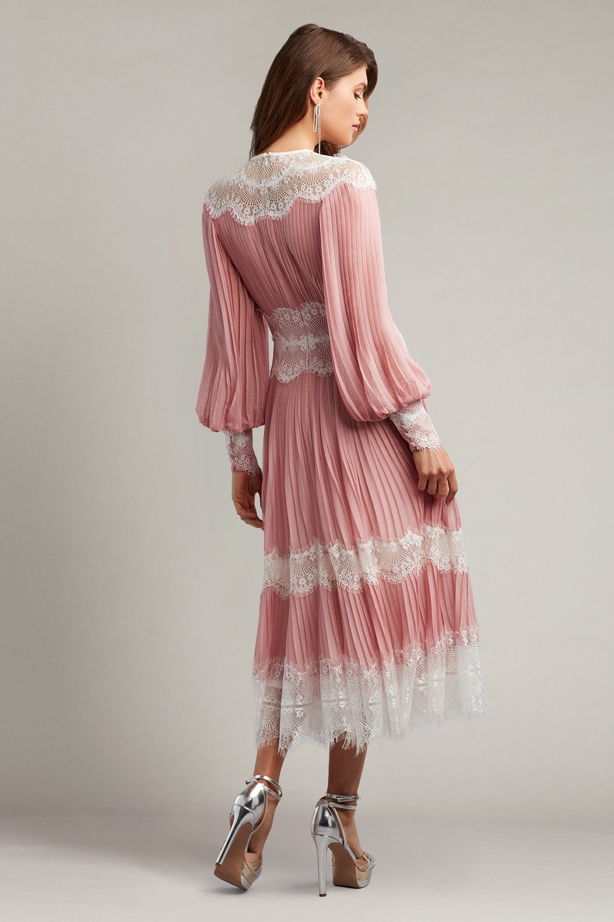 Lowell Pleated Chiffon Midi Dress