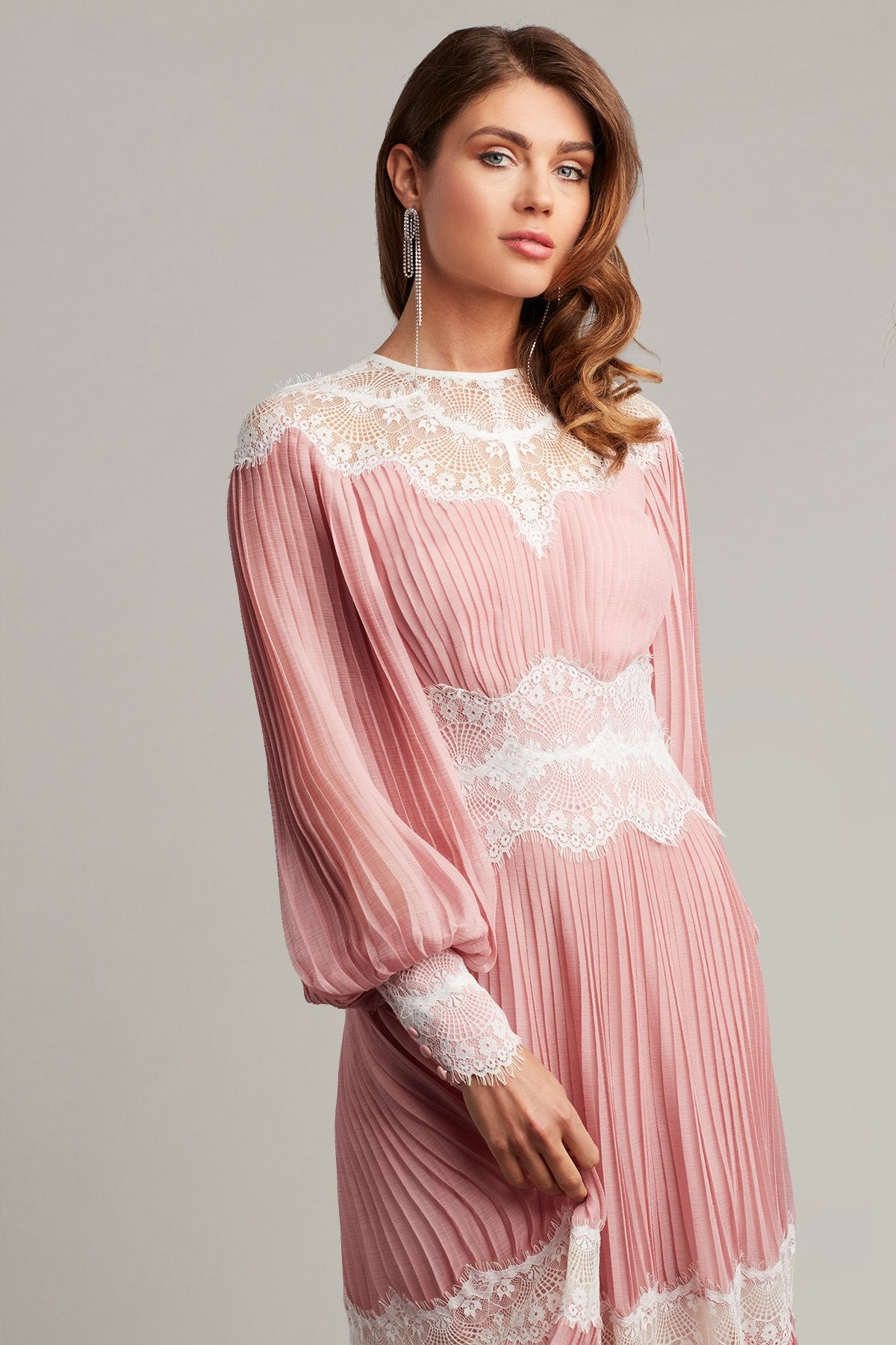 Lowell Pleated Chiffon Midi Dress