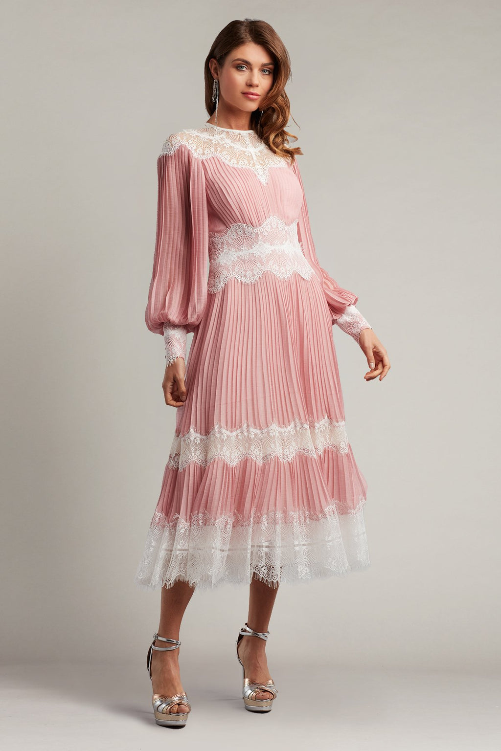 Lowell Pleated Chiffon Midi Dress