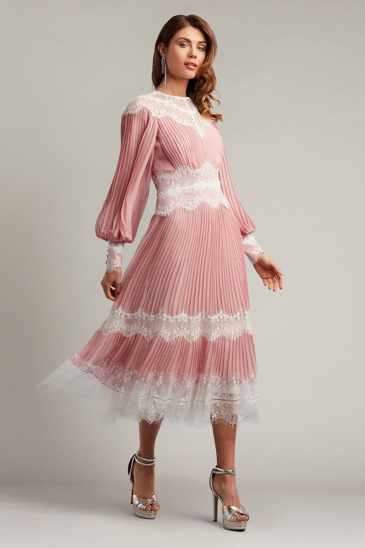 Lowell Pleated Chiffon Midi Dress