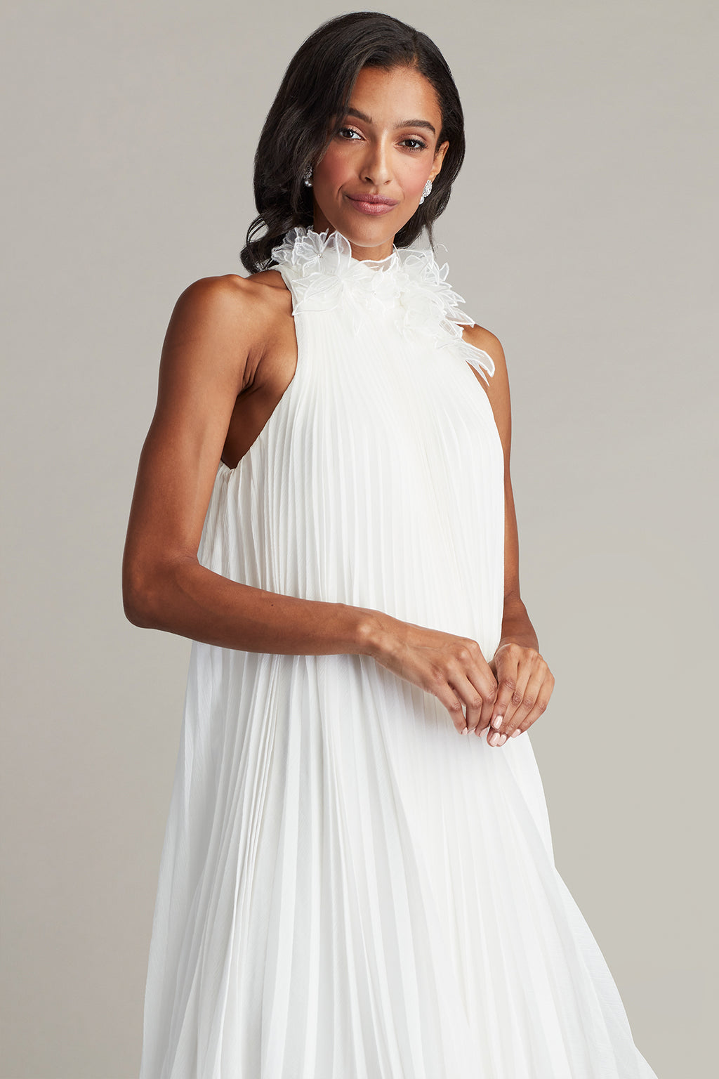 Raisa Floral Embellished Chiffon Midi Dress
