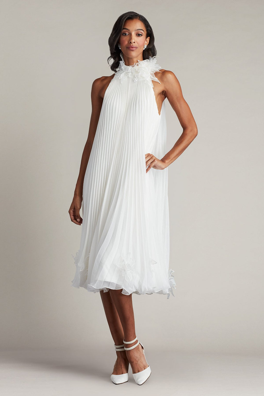 Raisa Floral Embellished Chiffon Midi Dress